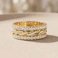 Yellow Gold Round Moissanite Twisted Stackable Band Ring