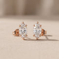 Rose Gold Marquise Moissanite Stud Earrings