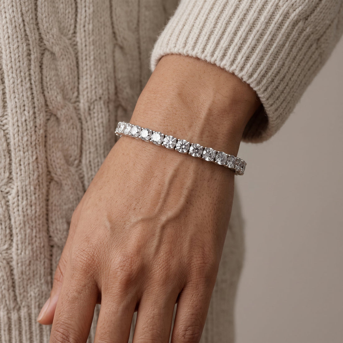White Round Cut Tennis Bracelet