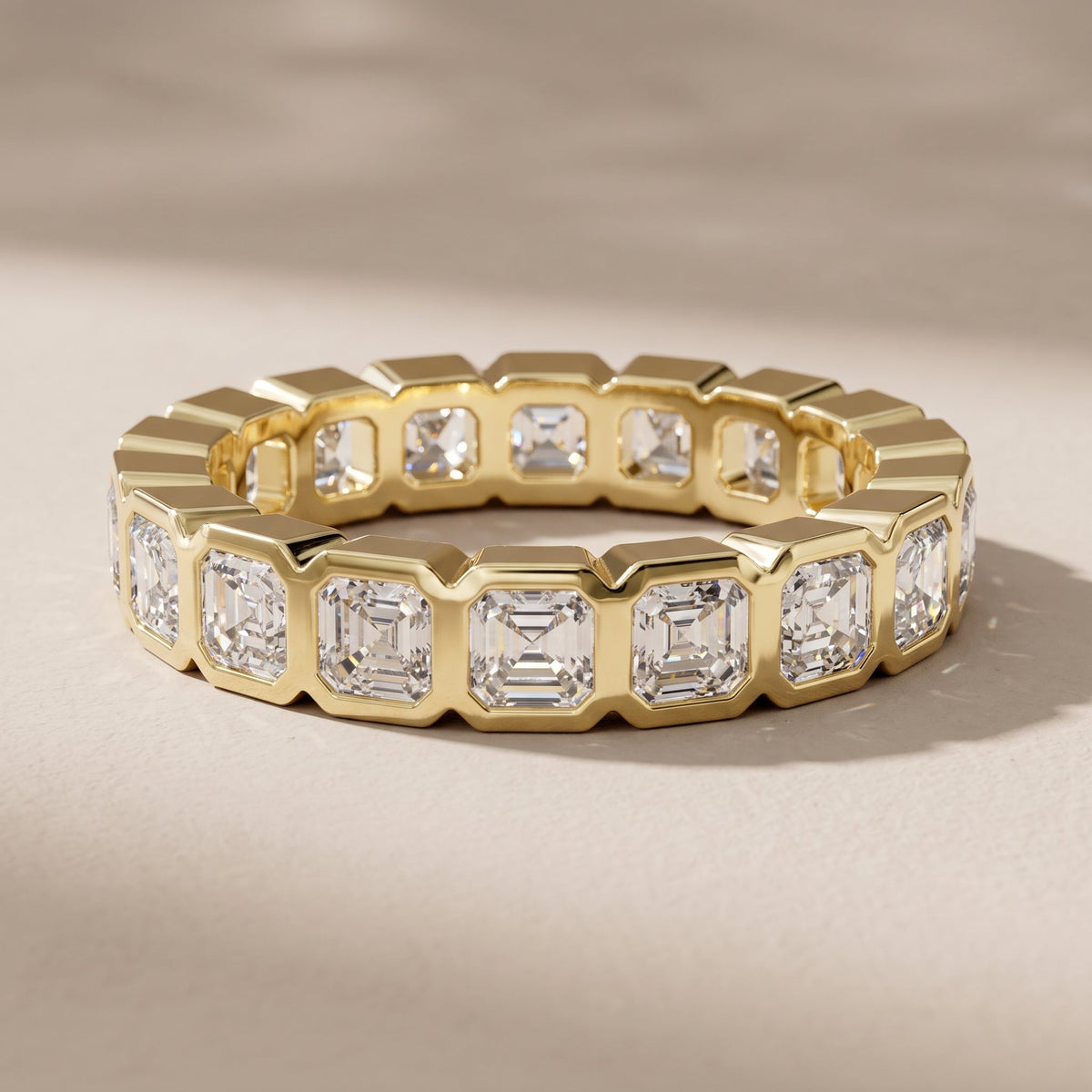 Asscher Cut Moissanite Eternity Band Ring – Bezel by Zius Jewels