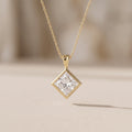 Yellow Gold Princess Cut Moissanite Pendant Necklace