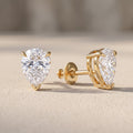 Yellow Gold Pear Cut Moissanite Stud Earrings with Screw Back