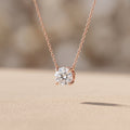 Rose Gold Round Moissanite Solitaire Pendant Necklace