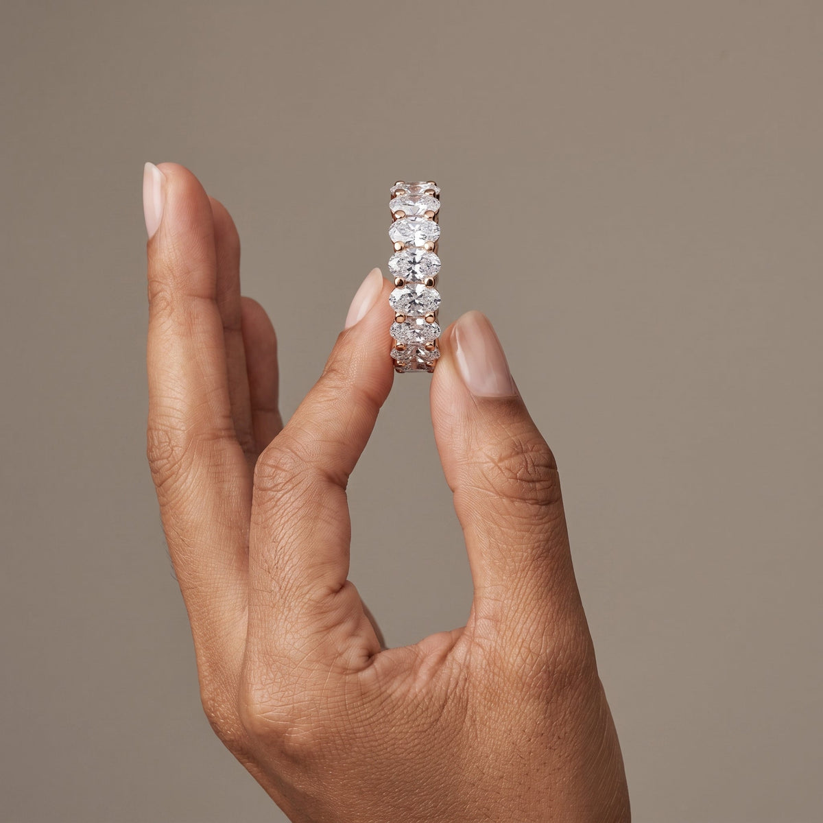Oval Moissanite Eternity Band Ring – Style 3, view 3