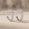 White Metal Marquise Cut Moissanite Hoop Earrings