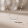 White Metal Oval Moissanite Three Stone Pendant Necklace