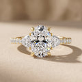 Yellow Gold Oval Cut Moissanite Engagement Ring