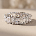 White Metal Emerald, Pear & Oval Cut Moissanite Eternity Band Ring