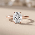 Rose Gold Oval Moissanite Solitaire Engagement Ring