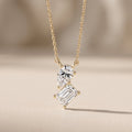 Yellow Gold Pear & Emerald Cut Moissanite Pendant Necklace