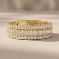 Yellow Gold Princess & Round Cut Moissanite Eternity Band