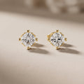 Yellow Gold Cushion Moissanite Stud Earrings