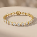 Yellow Gold Round Moissanite Tennis Bracelet