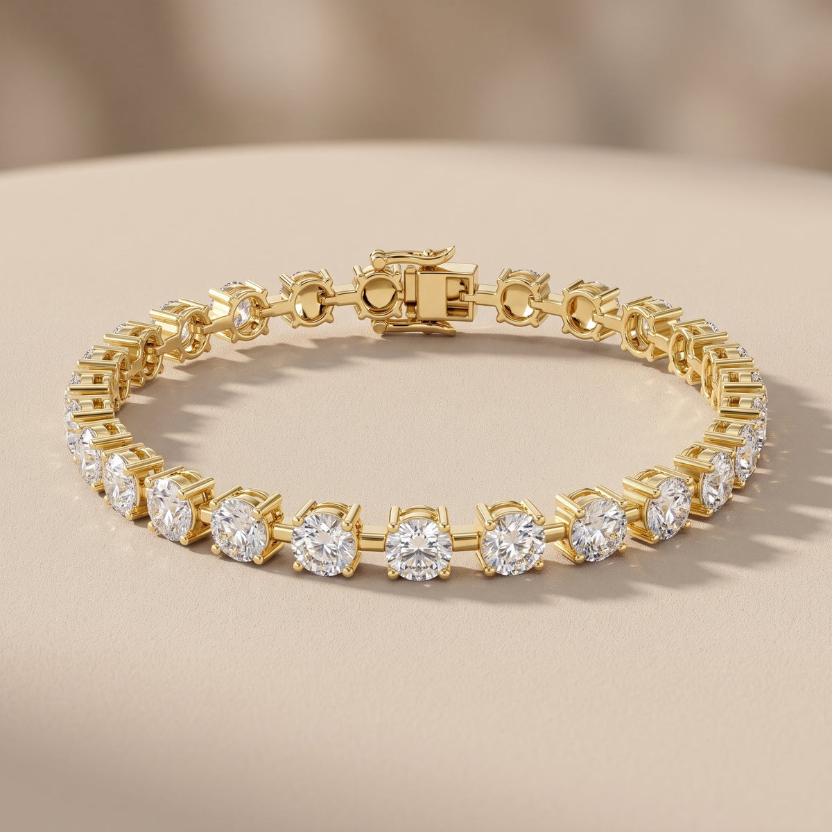 Yellow Gold Round Moissanite Tennis Bracelet