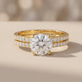 Yellow Gold Round Moissanite Bridal Ring Set