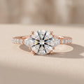 Rose Gold Round Moissanite Three Stone Engagement Ring