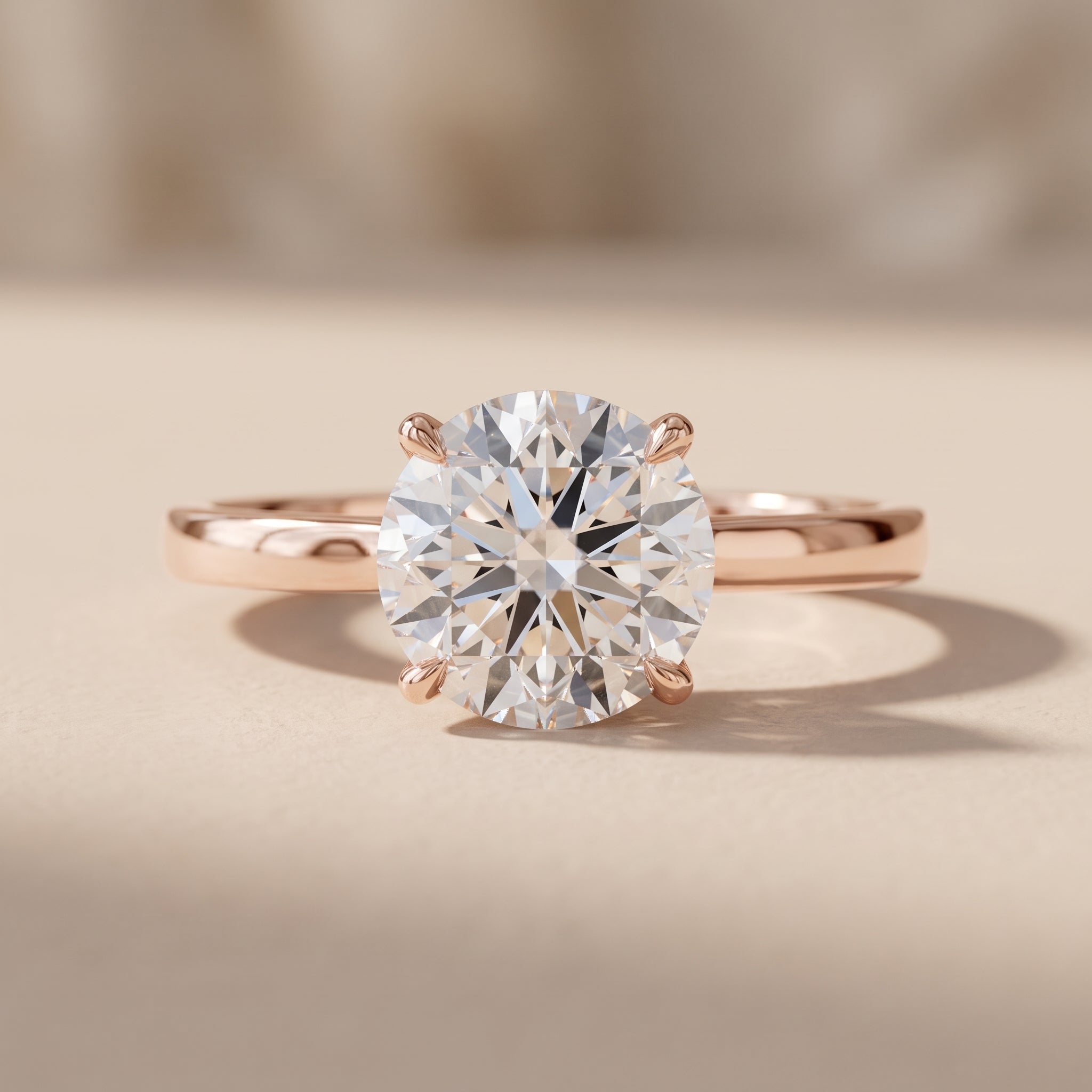 Rose Gold Round Cut Moissanite Solitaire Engagement Ring