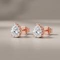 Rose Gold Pear Cut Moissanite Stud Earrings