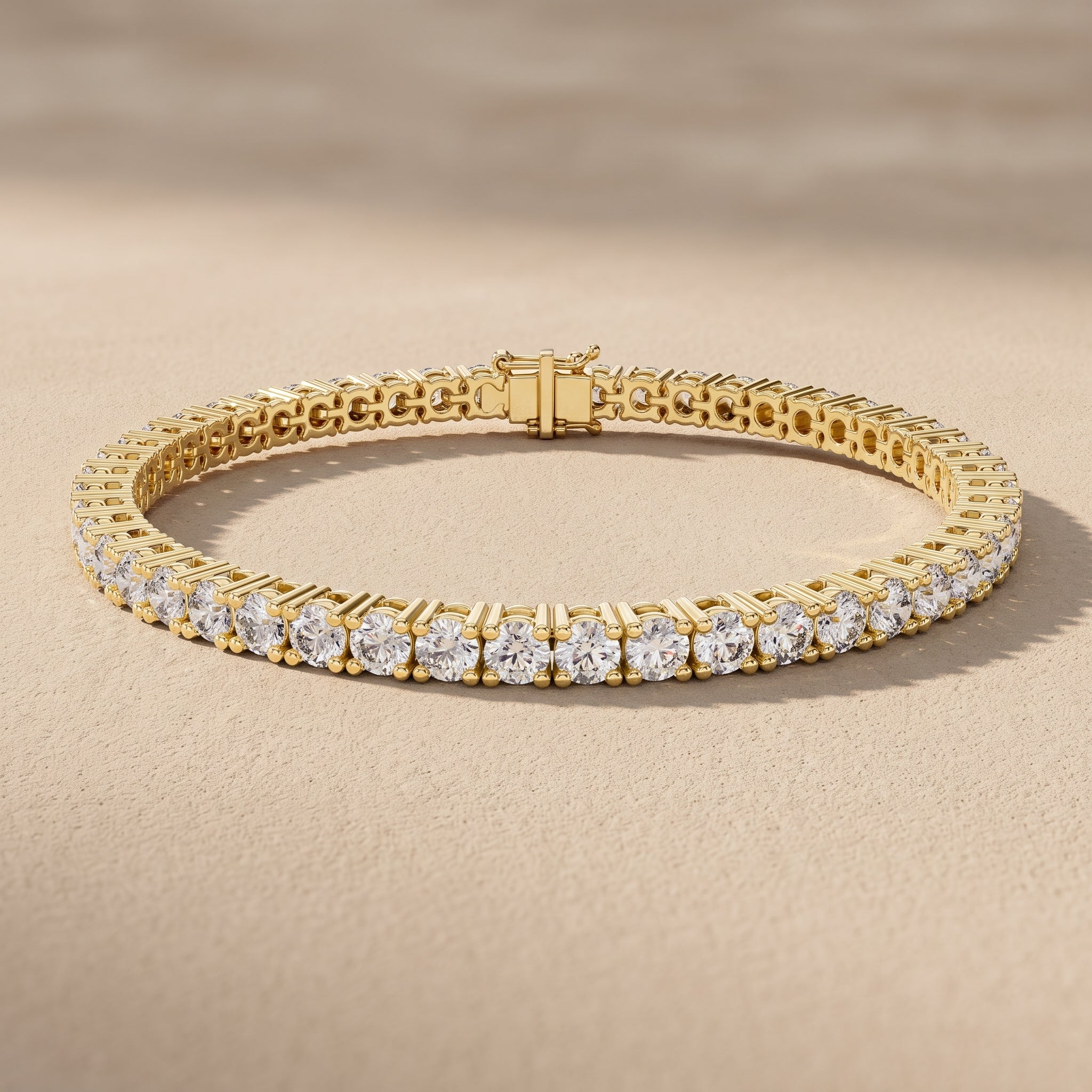 Yellow Gold Round Moissanite Tennis Bracelet