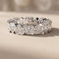 White Gold Heart Cut Moissanite Eternity Band Ring
