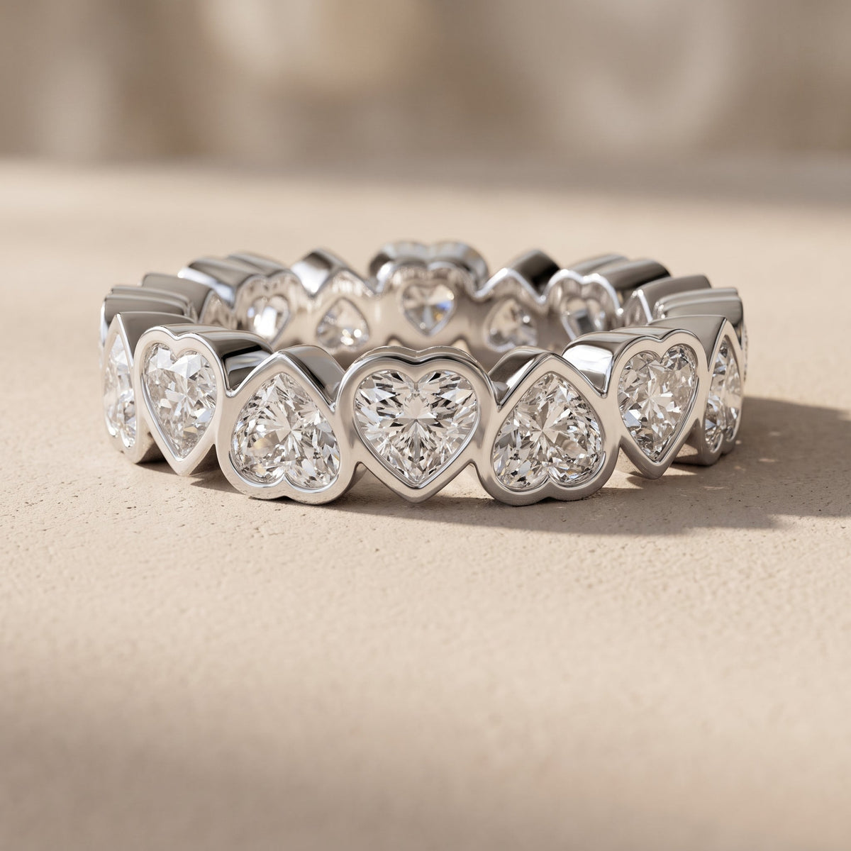 Heart Cut Moissanite Eternity Band Ring – Style 2 by Zius Jewels