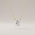 Yellow Gold Emerald Cut Moissanite Solitaire Pendant Necklace