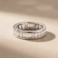 White Metal Baguette Cut Moissanite Eternity Band Ring