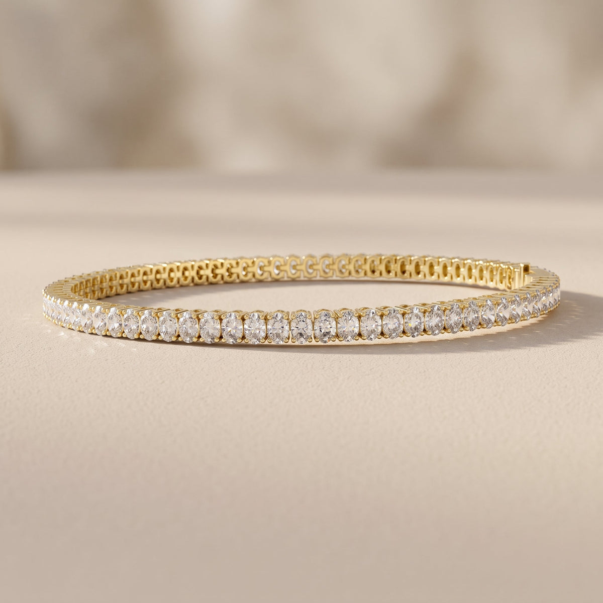 Yellow Gold Oval Cut Moissanite Tennis Bracelet