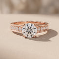 Rose Gold Round Cut Moissanite Engagement Ring