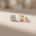 Yellow Gold Asscher Cut Moissanite Stud Earrings