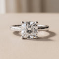 White Cushion Cut Moissanite Solitaire Engagement Ring