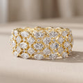 Yellow Gold Multi Shape Moissanite Wide Band Ring