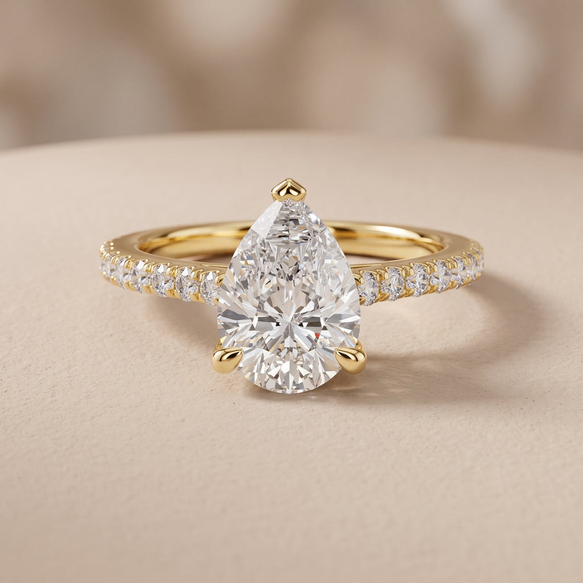 Pear And Round Cut Brilliant Moissanite VVS1 Eternity Engagement Ring