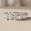 White Metal Asscher Cut Moissanite Eternity Band Ring