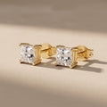 Yellow Gold Princess Cut Moissanite Stud Earrings