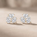 Yellow Gold Heart, Pear & Oval Moissanite Stud Earrings