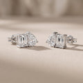 White Metal Emerald & Pear Cut Moissanite Stud Earrings