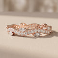 Rose Gold Marquise & Round Moissanite Curved Wedding Band