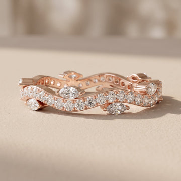 Marquise & Round Curved Moissanite Wedding Band by Zius Jewels
