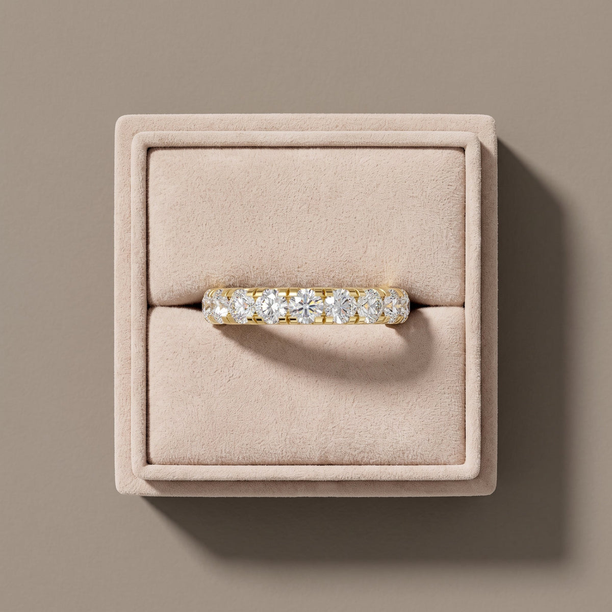 Yellow Gold Round Moissanite Eternity Band Ring