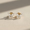 Yellow Gold Marquise & Round Moissanite Butterfly Stud Earrings