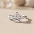 White Gold Pear Cut Moissanite Three Stone Engagement Ring