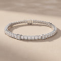 White Metal Round & Princess Cut Moissanite Tennis Bracelet