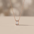 Rose Gold Emerald Cut Moissanite Pendant Necklace