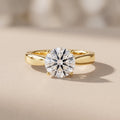 Yellow Gold Round Moissanite Solitaire Engagement Ring