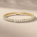 Yellow Gold Pear & Round Moissanite Tennis Bracelet