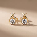 Yellow Gold Round Moissanite Stud Earrings