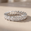 White Metal Princess Cut Moissanite Eternity Band Ring