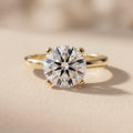 Yellow Gold Round Moissanite Solitaire Engagement Ring
