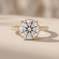 Yellow Gold Round Cut Moissanite Engagement Ring